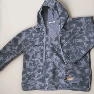 Rock Etiquette Hoodie Sz M Oversized Grey Camo Sweatshirt Sweater‎ Distressed